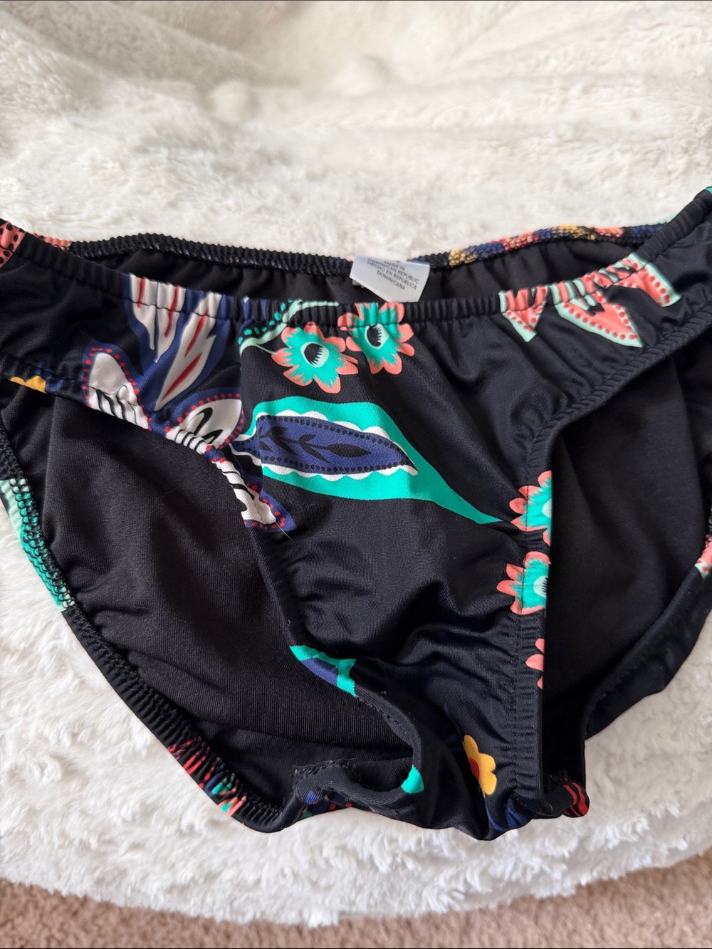 VENUS Black Floral Print Bikini Bottom